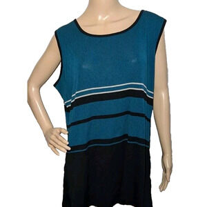 Exclusively Misook Womens Size 2X Sleeveless Top Stretch Colorblock